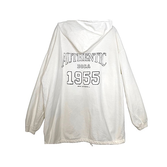 Vintage 90s BOCA AUTHENTIC Oversized White Cotton Hoodie Sweatshirt OS XXL - Picture 2 of 16